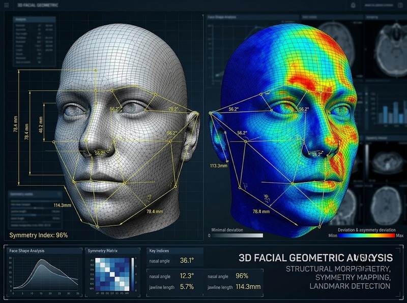 3D facial imaging beauty hỗ trợ mô hình khuôn mặt, đo hình học và theo dõi