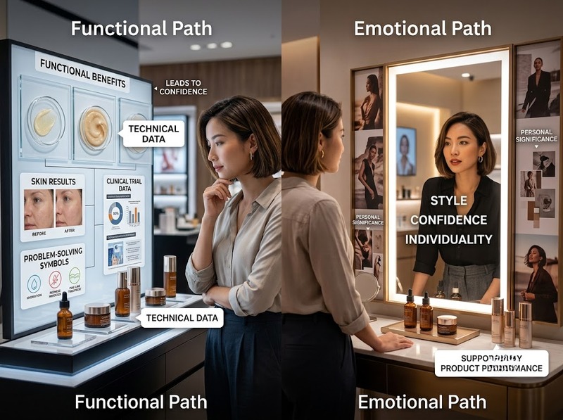 So sánh định vị cảm xúc và công năng beauty về động lực lựa chọn