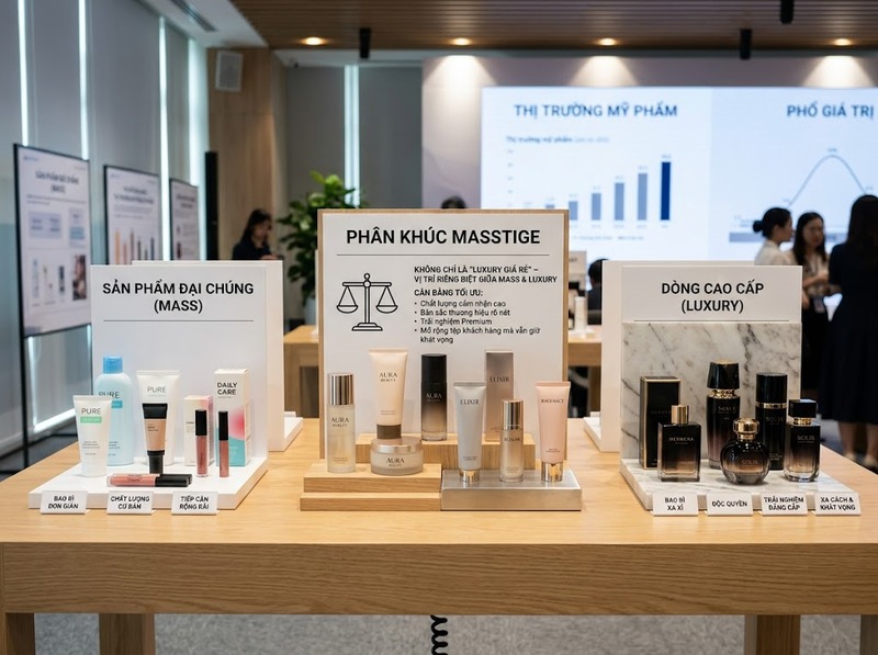 Định vị masstige beauty cân bằng khát vọng cao cấp và khả năng tiếp cận