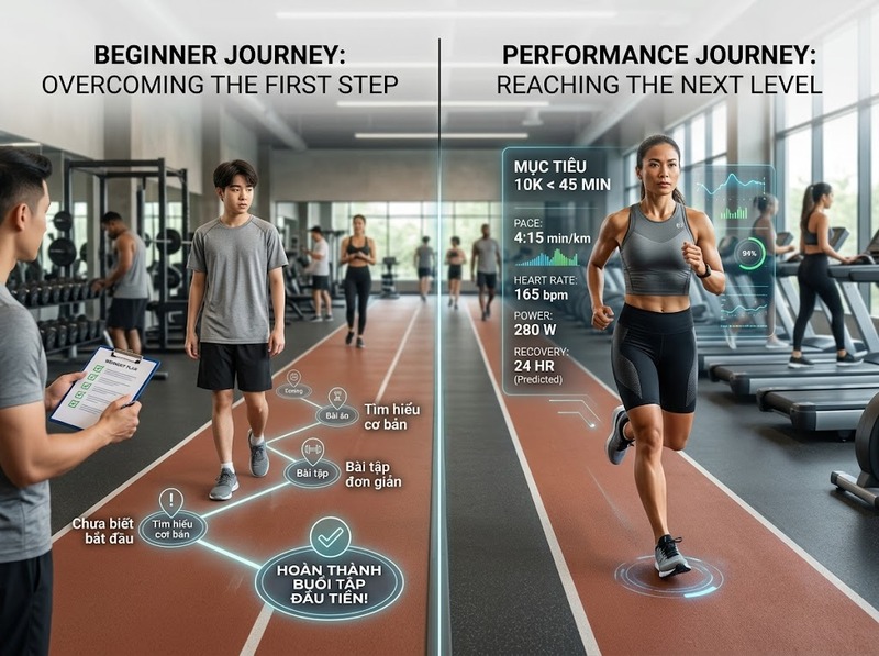 Fitness beginner positioning khác performance brand về kỳ vọng và thông điệp