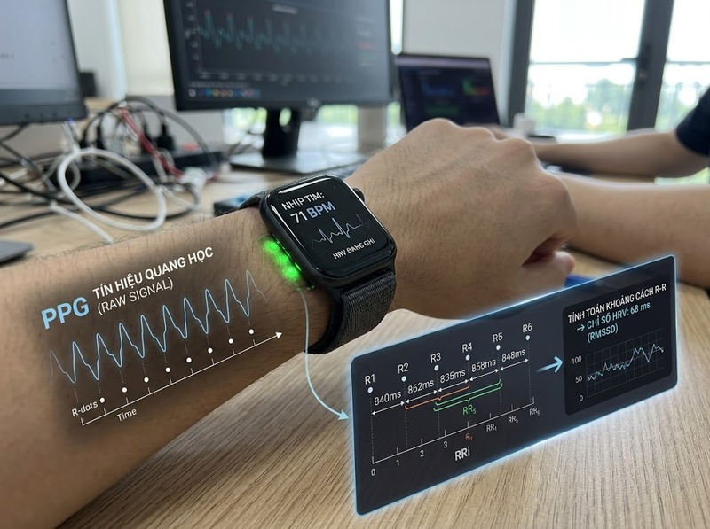 HRV wearable đo biến thiên nhịp tim để quan sát trạng thái sinh lý