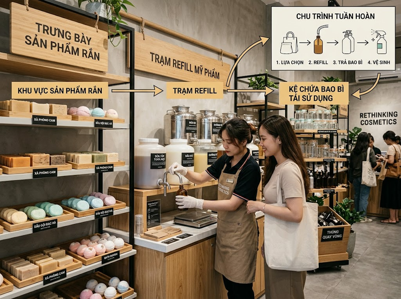 Mô hình mỹ phẩm không bao bì tạo giá trị và vận hành ra sao?