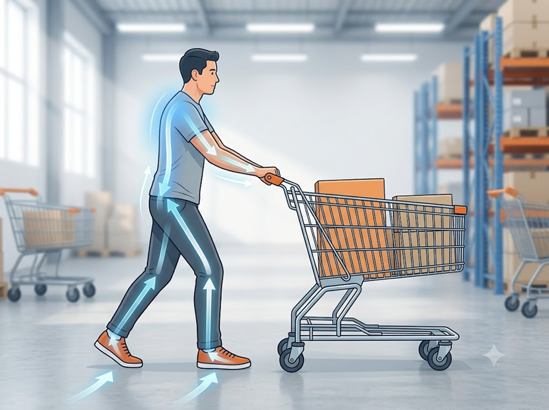 Nên đẩy hay kéo xe hàng để giảm áp lực lên cơ thể?