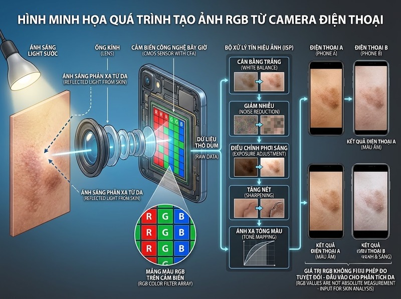 Phân tích da bằng camera điện thoại dùng ảnh RGB và thuật toán xử lý