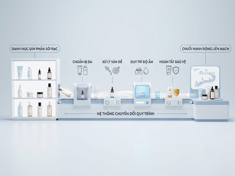 Skincare routine brand story kết nối nhiều sản phẩm thành một hành trình chăm sóc