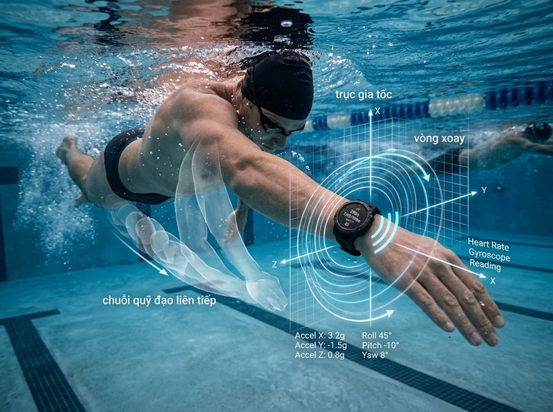 Smartwatch theo dõi bơi nhận diện lượt bơi, kiểu bơi và quãng đường ra sao?