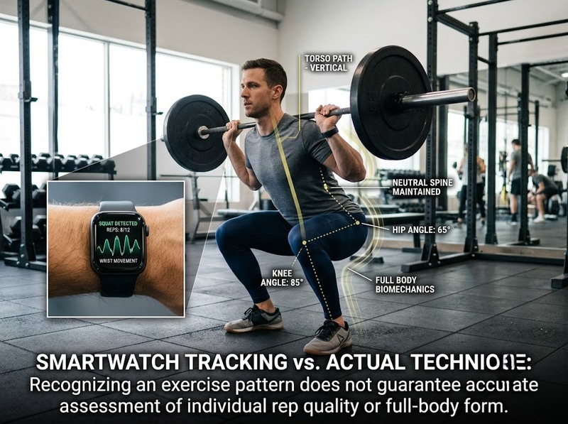 Smartwatch theo dõi tập gym khó đo tải, kỹ thuật và chất lượng động tác ra sao?