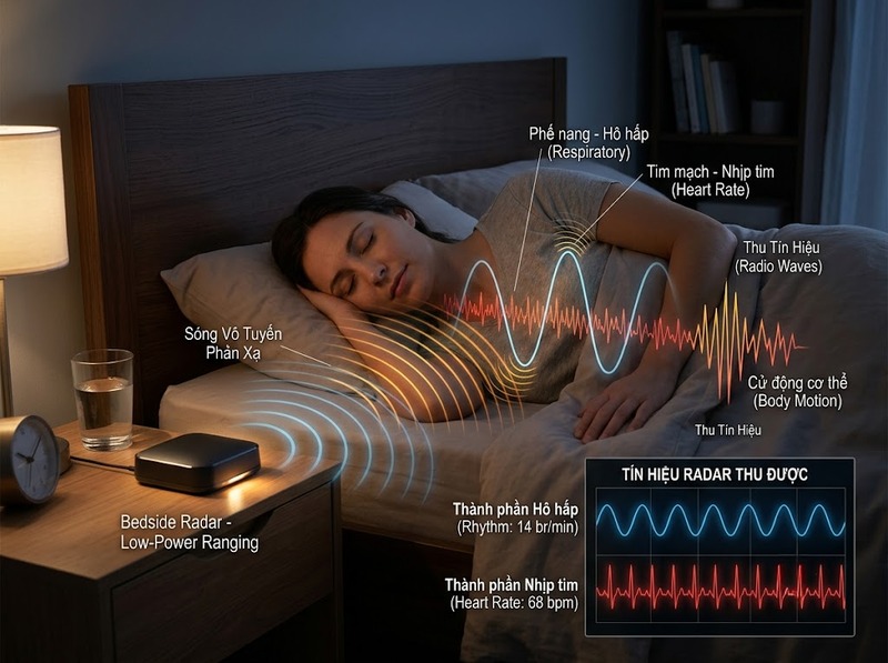Thiết bị theo dõi giấc ngủ không đeo dùng radar hoặc cảm biến môi trường ra sao?