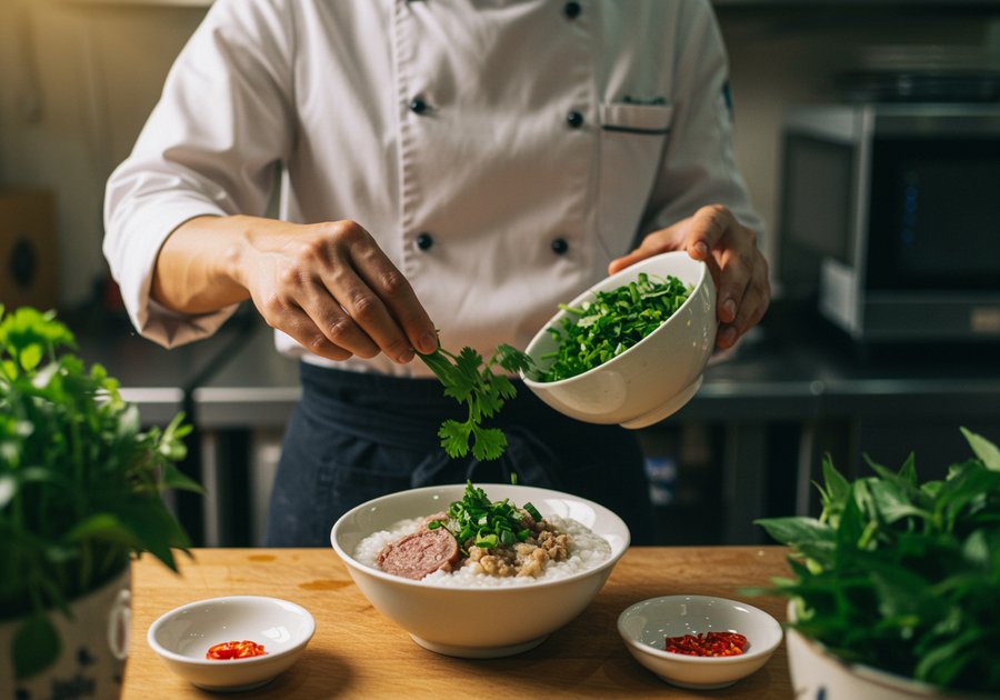 cháo thịt bị tanh